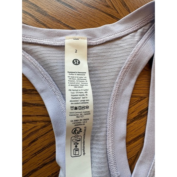 Lululemon Tank Top Lavender Size 2 Racerback - Picture 3 of 5